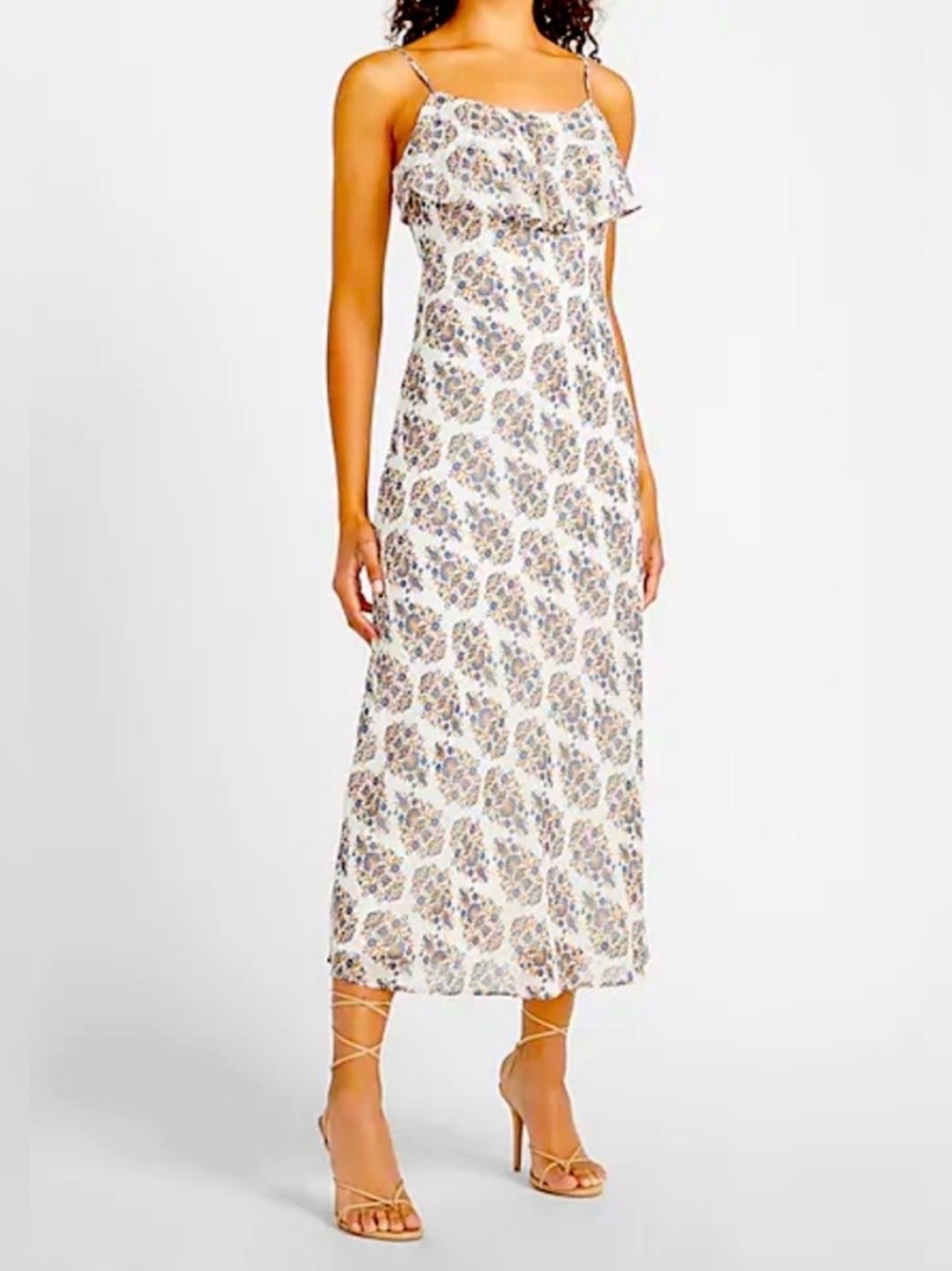 Express White Floral Midi Dress